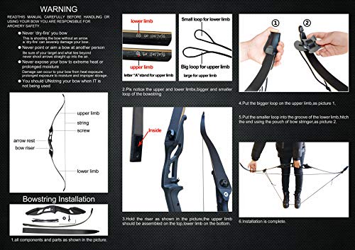 image for D&Q Bow and Arrow for Adults Takedown Recurve Bows Hunting Bow Archery