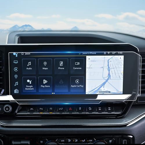 WEIPIN For Glossy Tempered Glass 2022 2023 2024 2025 2026 Silverado 1500 & 2024 2025 2026 Silverado 2500 3500 13.4 Inch (No Buttons on the Screen) Touchscreen Screen Protector