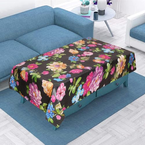 Image of Dakshya Industirs PVC Waterproof Table Cover 36x54 Inch Floral Printed Center Table Cover Washable Plastic Table Sheet Oilproof Dining Table Cover for Coffee Table Living Room Home (Smart Flora)