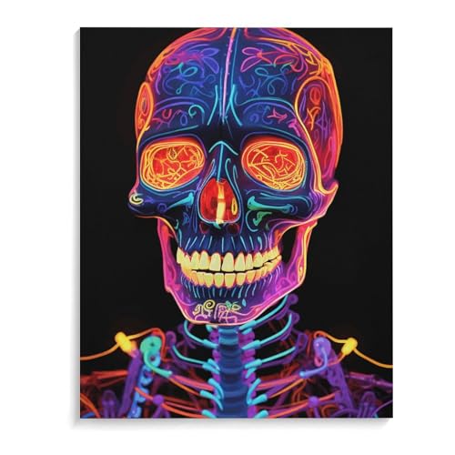 Décoration murale en coton et lin motif tête de mort 45x60 cm
