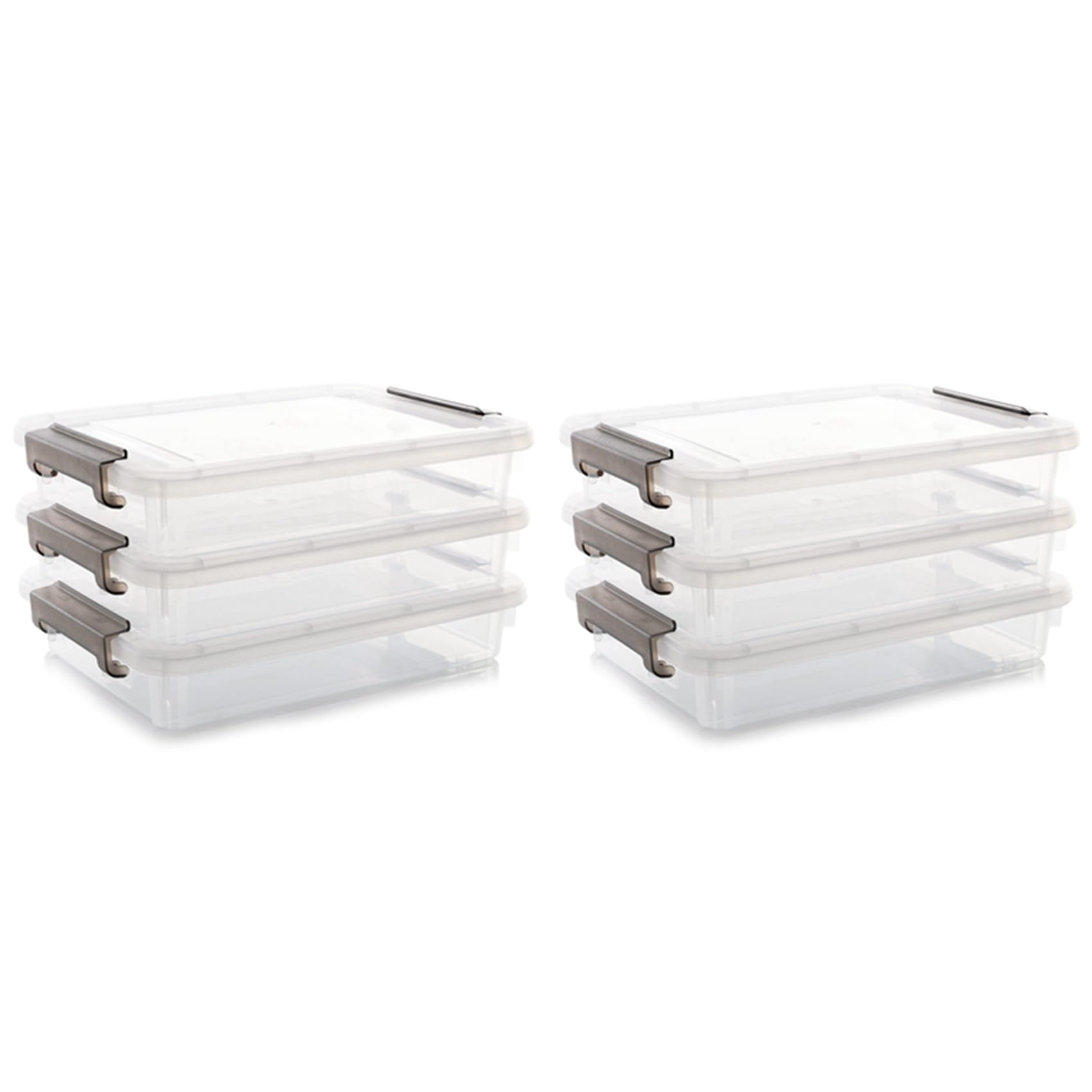 Jnchdghwa 6 PCS Plastic Storage Bins with Latching Lids Portable Project Case Clear File Box Stackable Storage