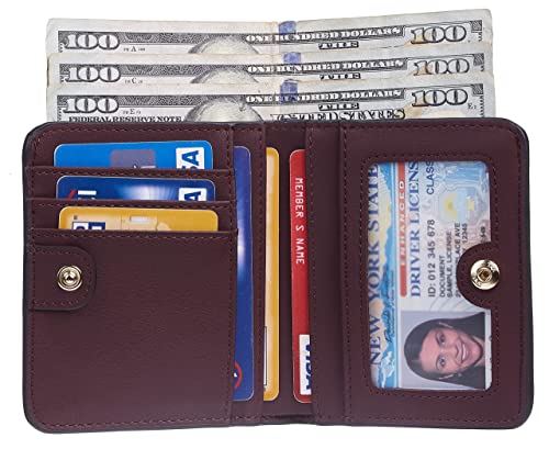 Image of Gostwo Small Wallet for Women, Slim Bifold Credit Card Holder, Compact RFID Blocking Cash Wallet, Billfolds Thin Leather Zipper Pocket, Mini Wallet Gift for Ladies Teen Girls Travel with ID Window