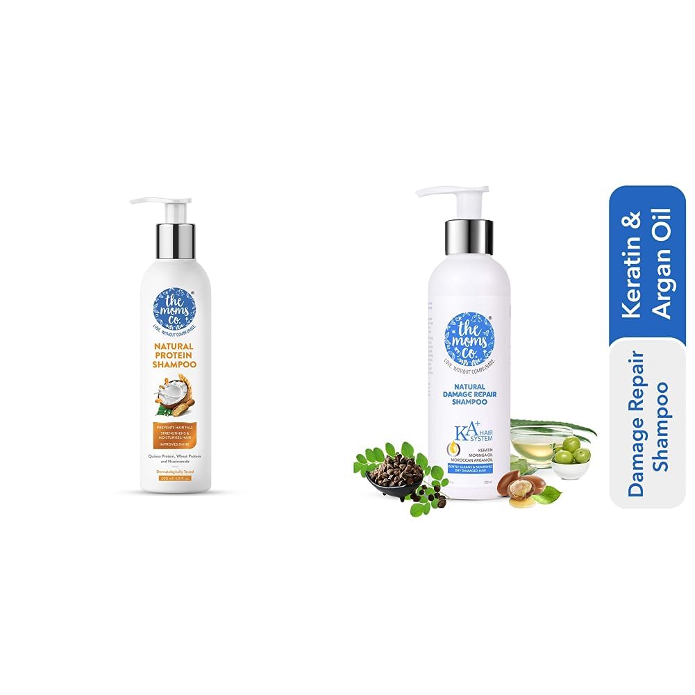 The Moms Co. Natural Protein Shampoo 200 ML & Natural Damaged Control Shampoo 200 ml