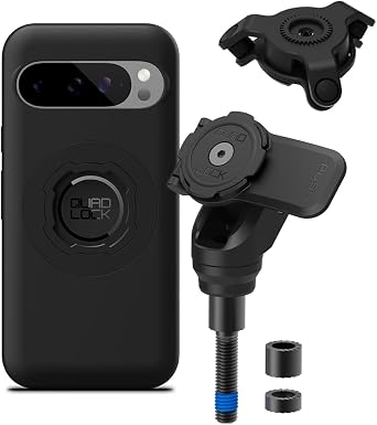 Quad Lock Handlebar Clamp PRO Motorcycle Phone Mount with Vibration Dampener and MAG Phone Case for Pixel 9/9 Pro