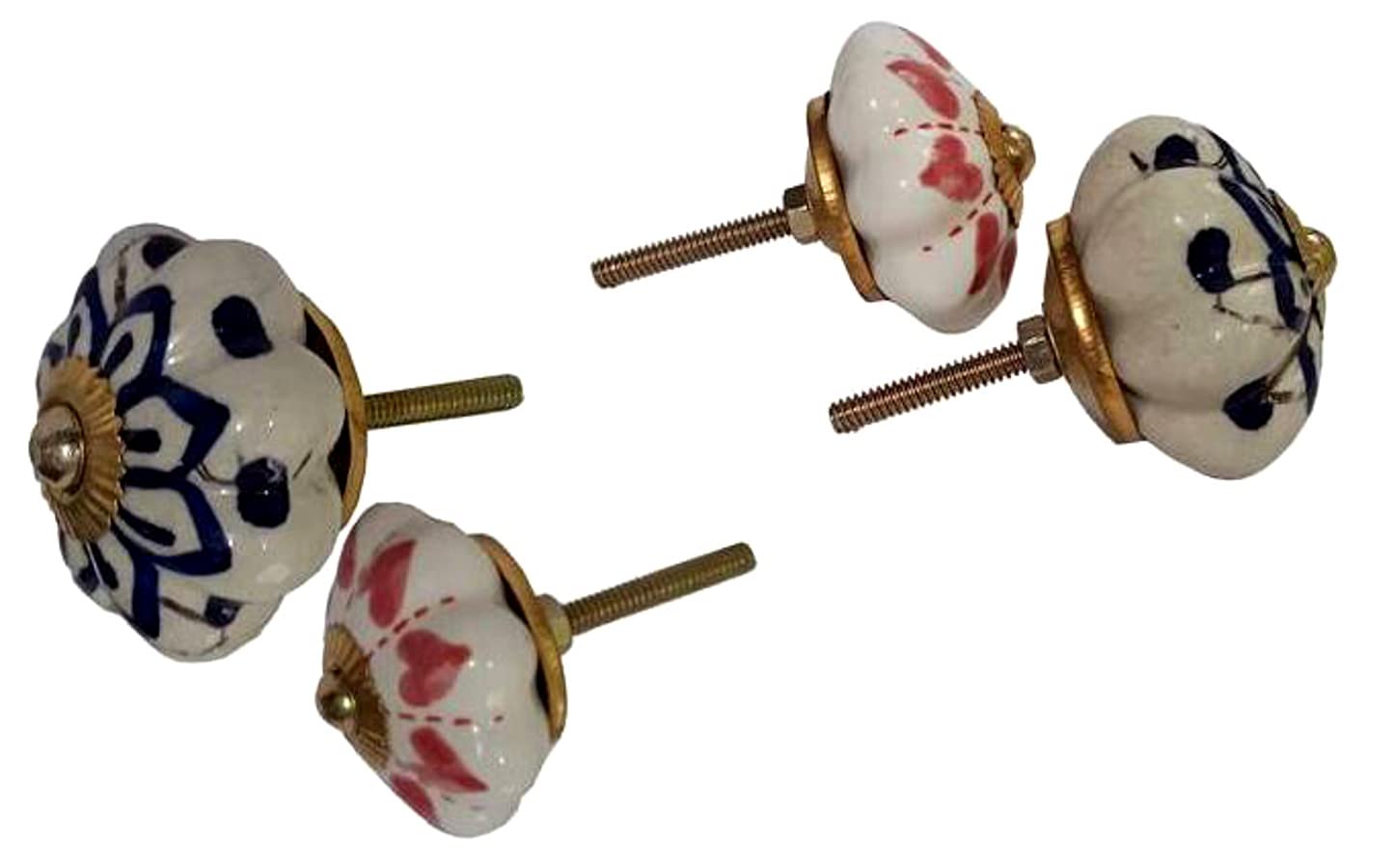 Purpledip Ceramic Knobs Set of 4: Door Drawer Cupboard Pull Handles, Multicolor (12403), Small - Image 2