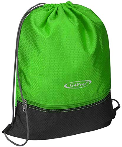 G4Free 15L Drawstring Backpack 15L&20L Cinch Bag String Backpack Gym Bag for Men Women Nylon (Grass/Black)