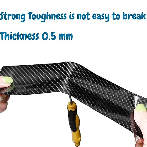 Image of LandVK Carbon Fiber Door Sill Protector Tape, Car Footstep Guard, Paint Protection Film PPF Tape for Car, Anti Scratch, Black Textured, 5cm x 5m, 1 Pcs