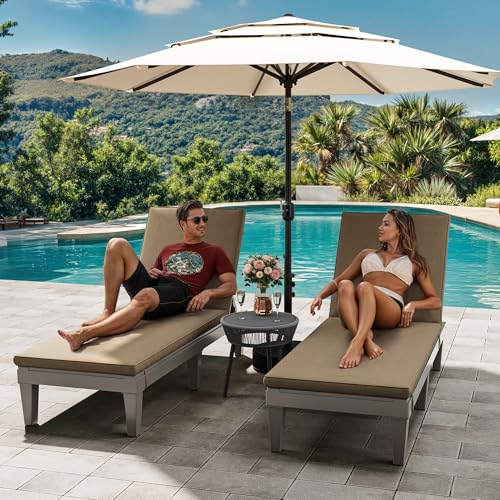 image for YITAHOME Outdoor Chaise Lounge Chair, Plastic Pool Chaise Lounge with 
