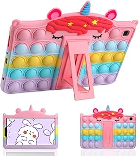 Vunake Fidget Case for Samsung Tab A7 Lite 8.7 Case with Stand Pop Push It Tablet Case for Kids Girls Silicone Shockproof Protective Case Cover for Samsung Galaxy Tab A7 Lite 2021 T220/T225 - Unicorn