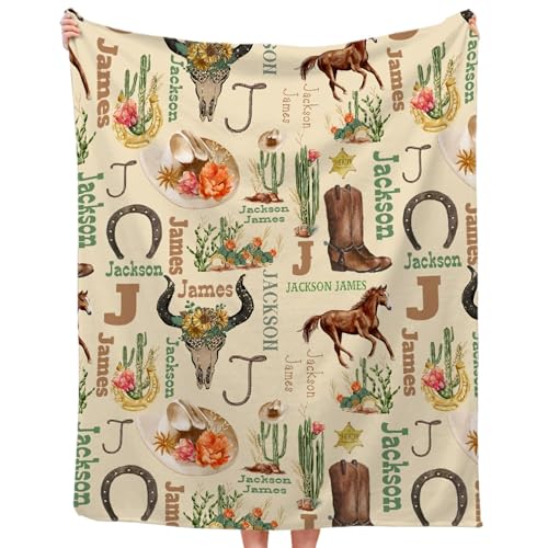 Personalized Cow-boy Blanket Gifts Super Soft Lightweight Custom Flannel Blanket Baby Blankets Throw for Infants Toddlers Boys Girls, Suitable for Couch Sofa Bed All Seasons 30"x40" for Baby