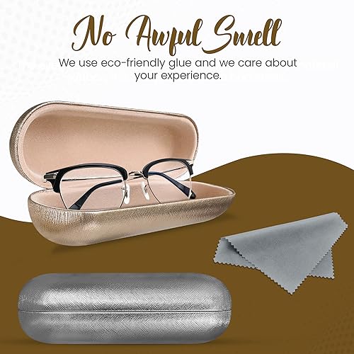 Image of Metal Hard Shell Glasses Case - Lightweight Glasses Case Unisex Eye Glass Case 2 Pack For Travel, Study, Work