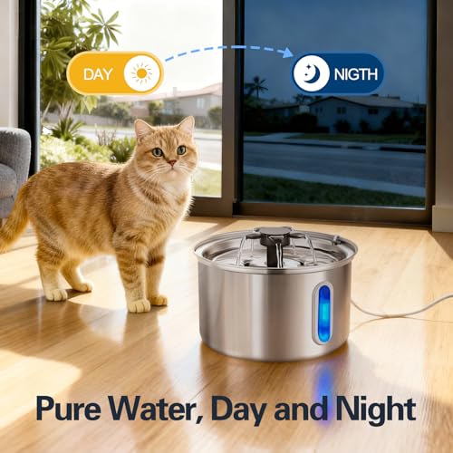 Fuente de agua para gatos de acero inoxidable 3L miniatura 4