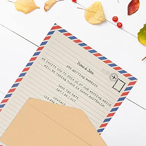 Belle Vous Writing Stationery Paper with Envelopes (96 pcs) - 48 Premium Letter Size Sheets, 48 Envelopes - Vintage Travel-Style Paper Set for Invitations, Letter Writing, Thank You Letters, and More