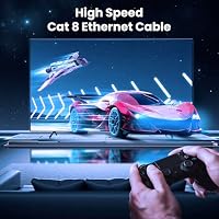 BAHIWOM Cat8 Ethernet-Kabel 10m mit Clips, 40 Gbit/s 2000 MHz Cat 8 Lan Kabel-Netzwerkkabel Gigabit RJ45 Patchkabel, Flach Internetkabel Kompatibel mit Router, mit Modem, mit PC, mit Laptop - Weiß – Ansicht 7