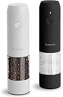 Vista 8 de Juego de molinillo eléctrico de sal y pimienta, recargable por USB, molinillo automático de sal y pimienta con molienda ajustable, saleros Negro