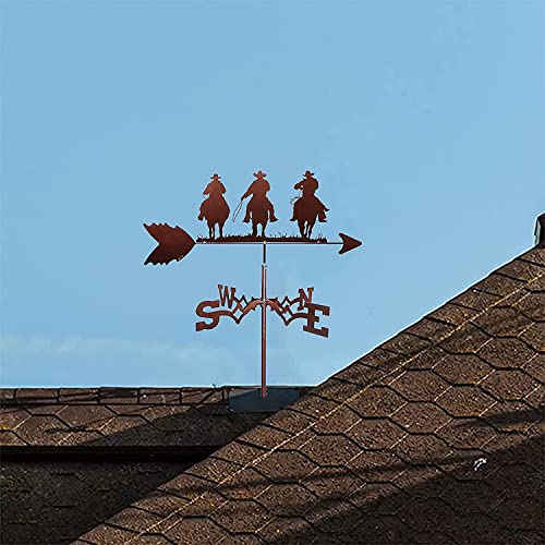 Girouette trois figurines de cowboy en métal pour indicateur de vent - 2