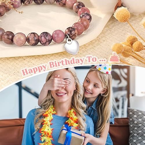 UNGENT THEM Natural Stone Heart Bracelet - Happy Birthday Gifts for Sister Friends Bestie Daughter Mom Grandma Mother in Law Women Her Girls4