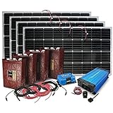 pv wechselrichter 4 x 420Ah PZS Solarbatterie 4.000 Watt Insel Solaranlage autarke PV-Anlage PZS mit 4 Solarpanelen, 4 PZS Batterien, Victron MPPT Laderegler, Sinus Wechselrichter, installationsbereit