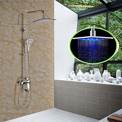 Robinet mitigeur avec pomme de douche LED 25,4 cm et jet de pluie anticalcaire