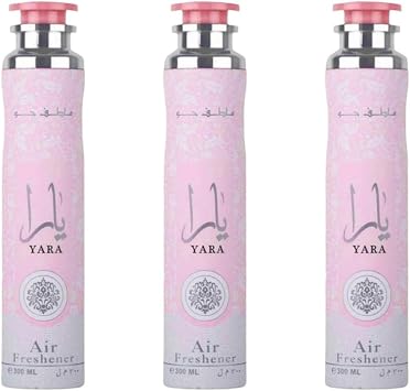 Pack of 3 Yara 300ml Air Freshener, Long Lasting Arabic Floral Sweet Fragrance for Home, Office & Car