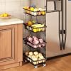 Wisdom Star 4 Tier Fruit Vegetable Basket for Kitchen Storage Cart Vegetable Basket Bins Wire Storage Organizer Utility Cart with Wheels Medium Black