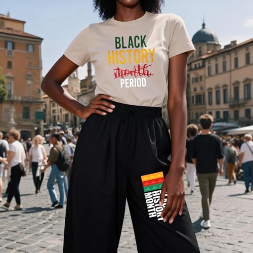 Image of Black History Pajamas, Graphic Matching Sets for Women, Magic Afro American Natural Hair Vintage Melanin T-Shirts and Pants