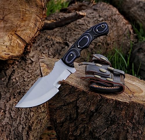 Tac Knives 10'' Full Tang Fixed Blade Outdoor Camping Hunting Tracker Knife In Sheath Gift For Him | High Carbon Steel Knife | Survival Tactical Knife Tracker Knife Gift | Horizontal Carry Sheath (Black Tuner) #TOP3