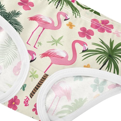 Wusikd Flamingo Palm Tree Girls' Underwear Cotton Hibiscus Girls Briefs Soft Toddler Underwear 2T4