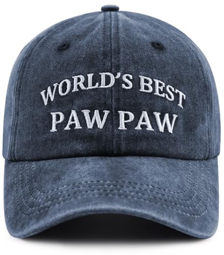 Image of World's Best Paw Paw Papa Uncle Hat for Grandpa Dad Men, Funny Adjustable Cotton Embroidered Grandfather Father Baseball Cap