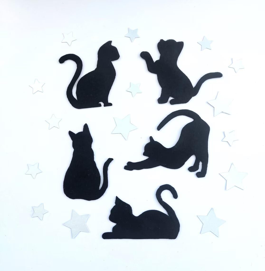 Haoser Felt DIY Craft Kit - Cats Sewing Craft Projects - 20pc Black Felt Cats - Kid