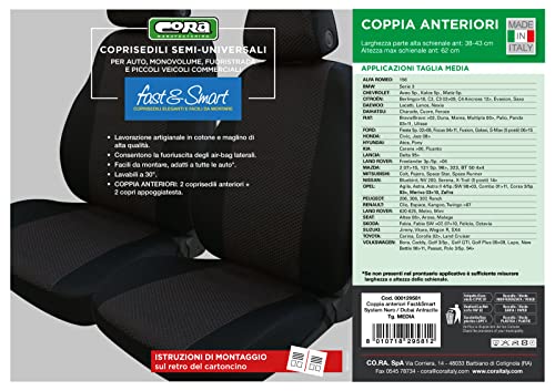 Couvre-sièges auto avant CORA 000129581 anthracite format moyen