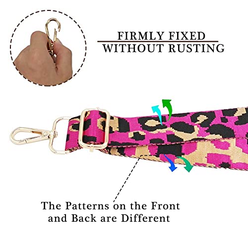 Image of Womens Girls Crossbody Straps for Purses Pink Leopard Print Adjustable Guitar Strap for Handbags