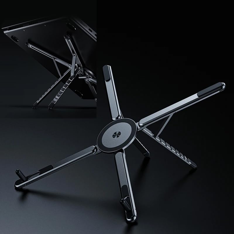 Image of Travel Portable Magnetic Phone Tripod Stand Aluminium Foldable Compatible with Laptops Tablets and Mobile Phones Multi-Angle, Multi Purpose, Adjustable Height & Tilt.