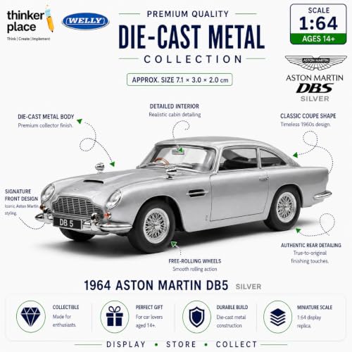 Image of Aston Martin DB5 1964 Welly 1:64 Scale Die-Cast Metal Car
