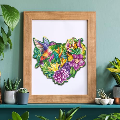 Ppuzzling Flower Wooden Puzzles 200 Pieces For Adult, Hummingbird Butterfly Wooden Jigsaw Puzzles thumb #5