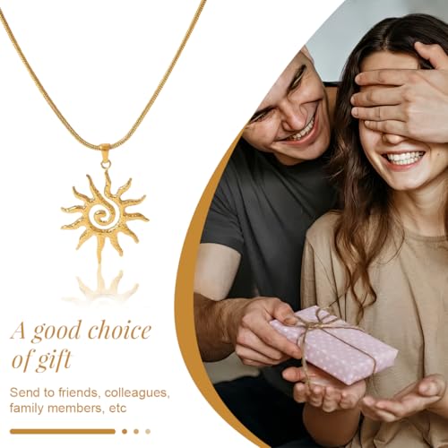 Wasserfeste Edelstahl Kette Sonne Damen, Kette Sonne Damen - Gold Vergoldet Halskette mit Sun Anhänger, Verstellbar Sonnenkette Goldkette Wasserfest für Frauen Mädchen Geschenke – Bild 7
