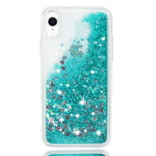 BRILA iPhone XR case, iPhone XR Quicksand Glitter Bling TPU case, Flowing Liquid Sparkle case (Turquoise)