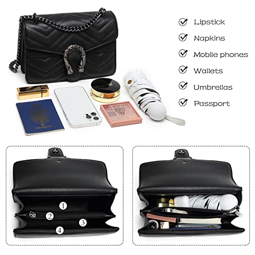 MYHOZEE Crossbody Bags for Women - Snake Printed Clutch Purses Leather Chain Shoulder Bags Evening Handbags4