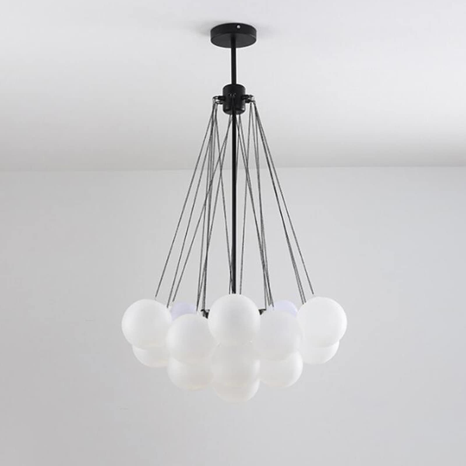 SwinKz Bubble Chandelier 19/37 Balls Black Gold Chandeliers Mid Century Modern Glass Lamp For Dining Room Living Room Decoration(Size:19 lights,Color:black)