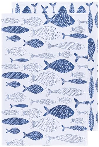 Image of Now Designs Floursack Dishtowels Set of 2 | Royal Blue Fish Market