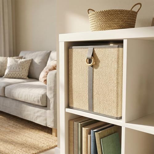 Cestas de bambú natural de alta resistencia cajas de tela decorativas estables Relaxdays 2x 6