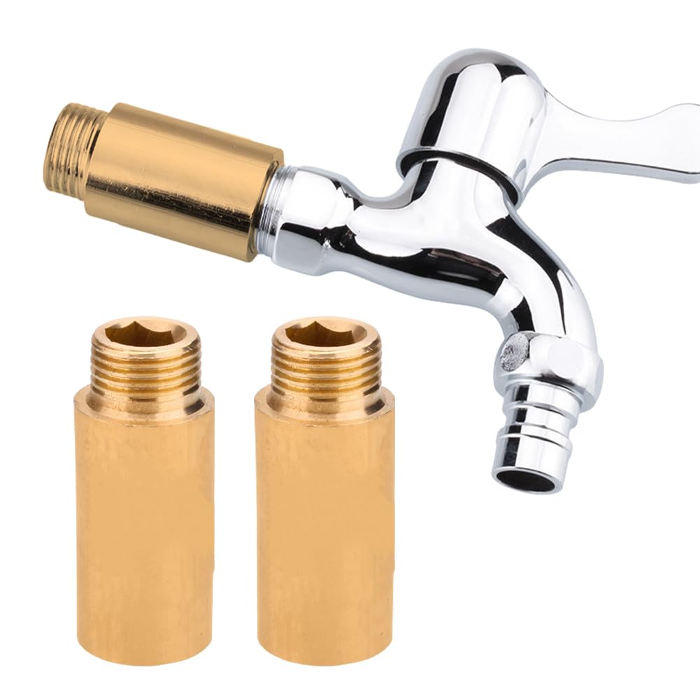 Prolunga per rubinetto, 1/2 pollici x 5 cm, 2 pezzi, prolunga filettatura DN15, 1/2" IG x 1/2" AG, raccordo in ottone per installazione di cavi, prolunga per acqua potabile e impianti di riscaldamento