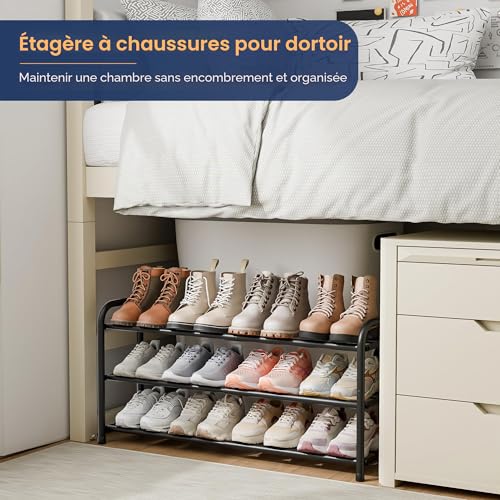 Porte-Chaussures Extensible Métal 3 Niveaux Noir ENJOYBASICS