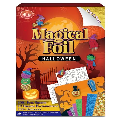 Halloween Crafts for Kids Foil Art No Mess Foil Craft Toy for Kids Ages 4 5 6 7 8 9 10 DIY Activity Kit with Spooky Ghosts Pumpkins & Bats Halloween Party Favors Toys & Games for Boys and Girls