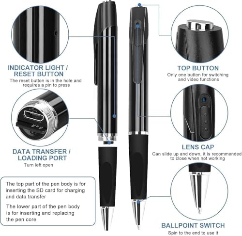 Image of DDLC 1080P Full HD Spy Pen Camera | Invisible Lens for Secret Evidence & Operations | Professional Hidden Video & Audio Recorder for Home Office & Meetings | Indoor Outdoor Usage (Pen Camera)