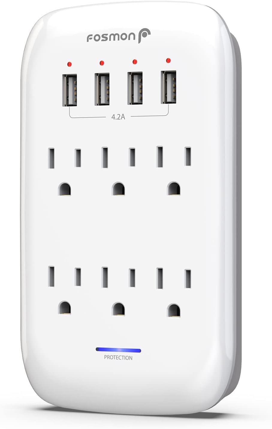 Fosmon 6 Outlet Wall Surge Protector, Multi Plug Outlet Extender