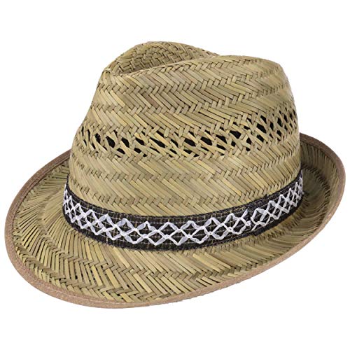 LIPODO Sombrero de Paja de Jornalero Mujer/Hombre – Made in Italy – Sombrero para el Sol – Sombrero de Playa Ligero con Adornos Elegantes – Primavera/Verano 59 cm