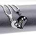 Uloveido Stainless Steel Mens Womens Couple Pendant Necklace Love Heart CZ Puzzle Matching Fashion Jewelry Stores (Black) SN102