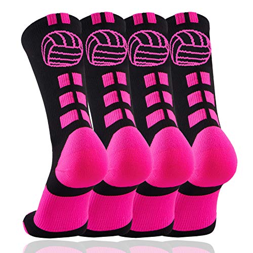 Volleyball Socks (2 Pairs) with Volleyball Logo, Soft Mid Calf Crew Socks2