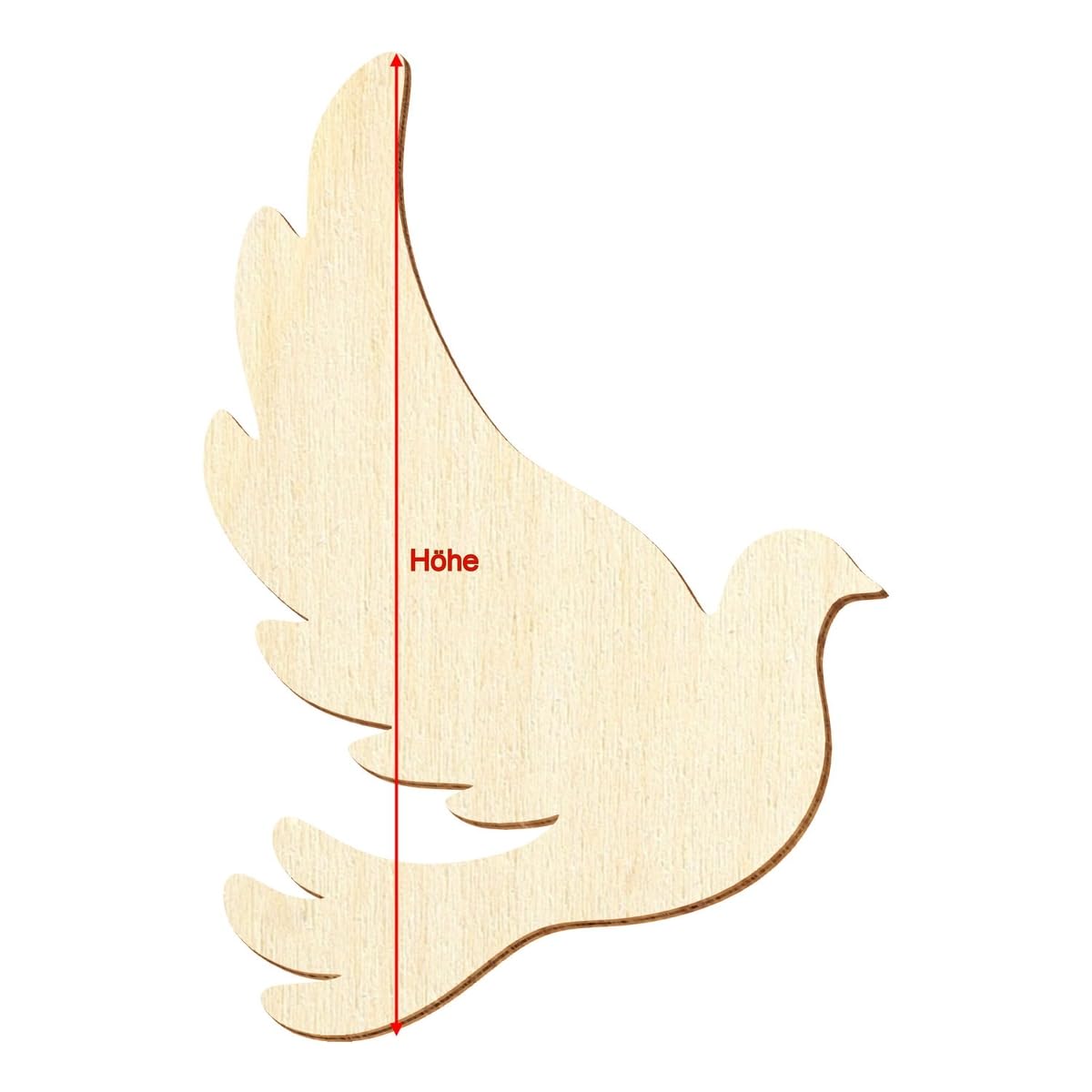 Paloma pájaro de madera – 3 – 50 cm de altura – Decoración para mesa – Tamaño: 12 cm – Pack de 100 unidades